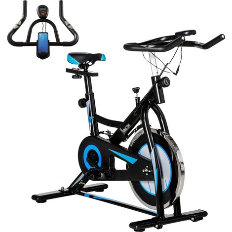 Stationary Exercise Bike, 8kg Flywheel Indoor Cycling Workout Fitness Bike, Adjustable Resistance Cardio Exercise Machine w/ LCD Monitor Pad and Phone Holder for Home, Gym, Office, Black (1/5)