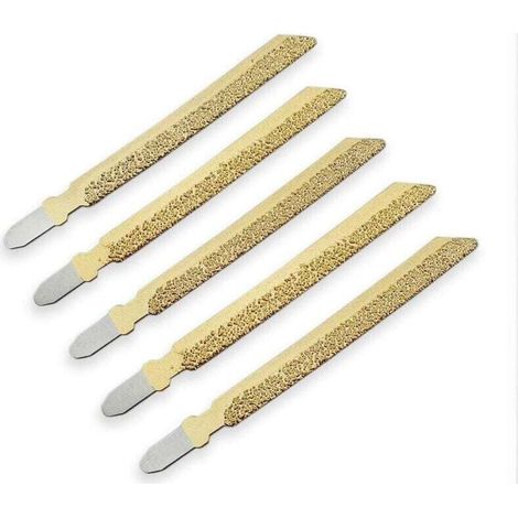 Diamant-Stichsägeblätter für Granit, Marmor, Keramik, Ziegel, Kunststoff, 100 mm, hochwertiges professionelles Vakuum-Trennscheiben-Set, 5-teilig, Gold (1/4)