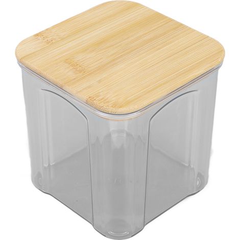 Boîte de conservation hermétique transparente avec couvercle en bambou pour nouilles, farine, céréales, riz, thé, café en grains, 900 ml, 10,7 x 11 cm / 4,2 x 4,3 pouces (1/5)