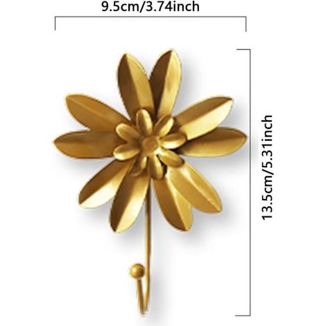 Vintage gold-tone metal decorative hooks – Set of 4 for wall, coat, hat or scarf – Sturdy and elegant