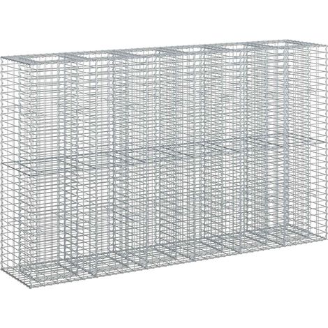 Lit surélevé gabion 3 pcs Argenté 250 x 50 x 150 cm