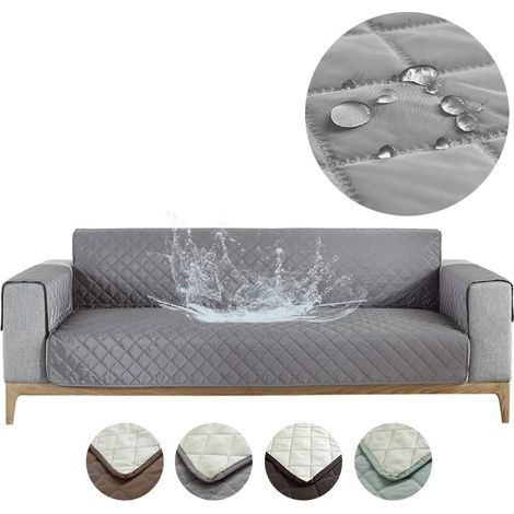 Wasserdichter Sofabezug, Sofaüberzug, Sofaschutz mit Armlehnen (Grau, 2-Sitzer) (1/5)