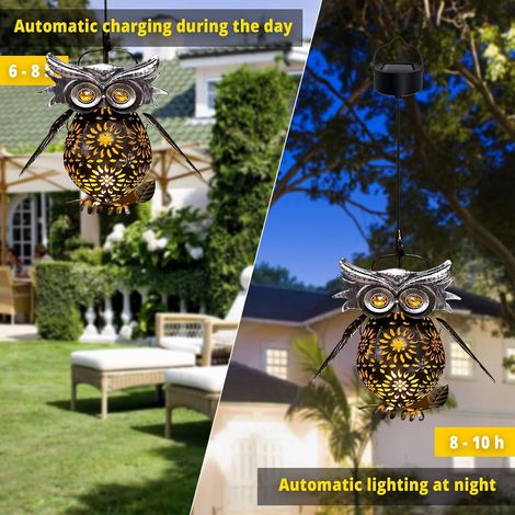 Lanterne Solaire Jardin Suspendu, Lanternes Halloween Lampe pour Balcon Noël Halloween, Hibou (1/4)
