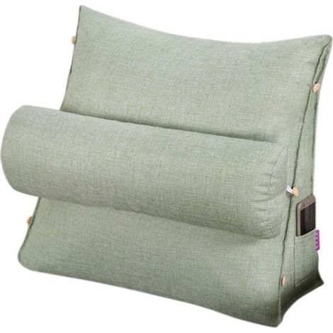 Oreiller de lecture et de télévision, oreiller de coin arrière, réglable et poches, oreiller de dos triangle, lit de soutien du cou, oreiller de repos de canapé, amovible et lavable (1/4)