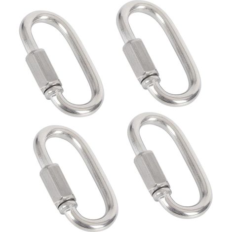4 Mousquetons de Sécurité en Acier Inoxydable à Fermeture Rapide avec Vis M4 - Ancrages en D Robustes pour l'Équipement d'Extérieur, Randonnée, Escalade et Camping. (1/5)