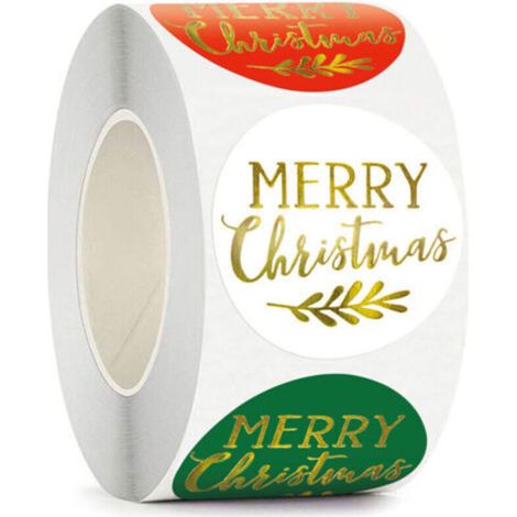 Rouleau d'autocollants réutilisables dorés pour Noël, étiquettes en papier pour décorations, cartes de vœux, enveloppes et loisirs créatifs (1/4)