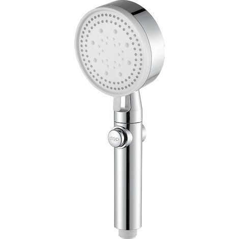 Shower Head, Anti-Limescale Shower Head, High Pressure Shower with 4 Jets, Hand Shower with Switch, Water Saving Shower Head, Universal Bathroom Shower Head (1/5)