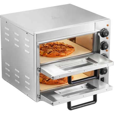 Forno per pizza, acciaio inossidabile per uso alimentare, 72,5 x 62,5 x 53 cm, cuoce pizze fino a 35,5 cm, temperatura regolabile da 50 °C a 350 °C, tempo di cottura regolabile da 0 a 120 minuti (1/5)