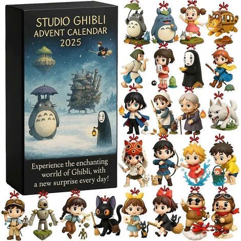 Calendrier de l'Avent Studio Ghibli - Boîte surprise 3D avec Totoro et compte à rebours de 24 jours, cadeau idéal pour les fans et les enfants.