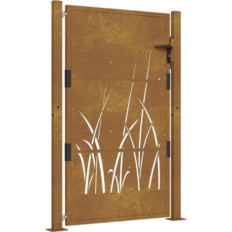 Vidaxl – Portail de jardin 105 x 130 cm en acier corten – Anti-corrosif – Système de verrouillage avec 3 clés – Installation facile