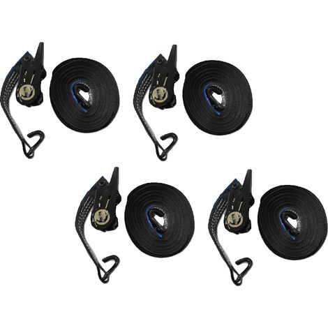 25MM Black Ratchet Straps 10M with J Hook x4 - 0.8 Ton Tie Down Trailer Cargo Truck (1/5)