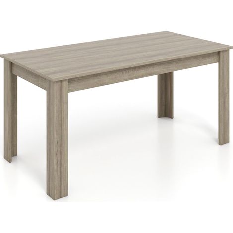 Mesa de comedor rectangular de 160 x 80 x 76 cm para 6-8 personas diseño moderno en madera de ingeniería gris 200014111