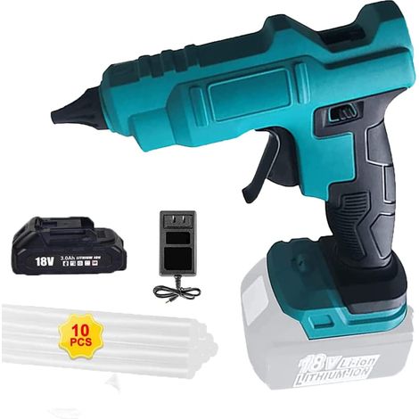 Teetok – Pistolet à colle Hot Melt 100W – Déclencheur électrique – Temps de chauffe 100s – Compatible batteries Makita 18V – 10 bâtons de colle 11mm