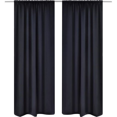 Verdunkelungs-Vorhänge mit Schlaufen 135 x 245 cm Schwarz blackout (1/3)