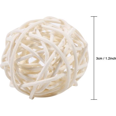 20 pièces Boules Décoratives en Rotin pour Décoration de Mariage, Noël, Anniversaire et Fêtes (Blanc) (1/4)