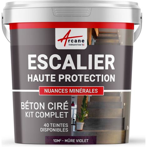 Béton ciré escalier, kit complet - 10 m² (en 2 couches) Mure Violet - ARCANE INDUSTRIES