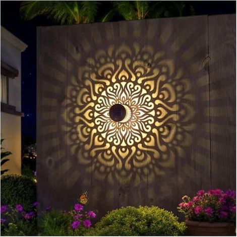Lampe solaire LED de jardin, applique murale extérieure décorative pour clôture et terrasse, 1 pièce - lumière chaude (1/3)
