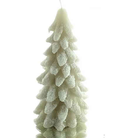 Decoris® Weihnachtskerze Tannenbaum Hellgrau 16.5 cm - Wachs