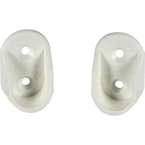 Supporto terminale per tubo armadio aperto diametro 19, pvc bianco