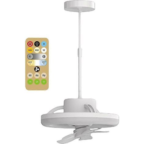 Ventilateur LED télescopique 2 fils 110 V/220 V avec télécommande, minuterie et rotation à 360° - 260 mm (1/4)