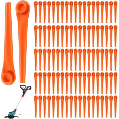 ot de 100 Lames de Rechange en Plastique pour Coupe-Bordures Gardena 9823 9825 9820 9821 Lames débroussailleuse 70mm