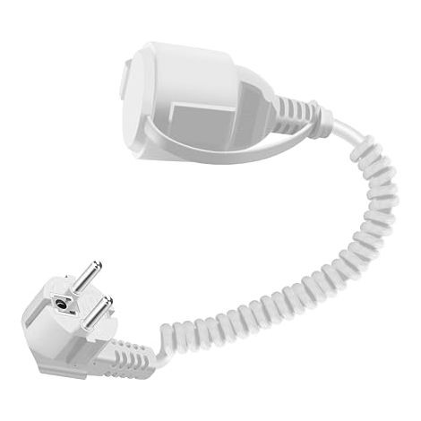 Schuko Extension Cable Spiral 16A 250V 90° Angled Schuko Electrical Extension Cord 0.6 m to 1.5 m Max IP44 Protection Contact for Household Appliances Use (White, 1.5 m) (1/4)