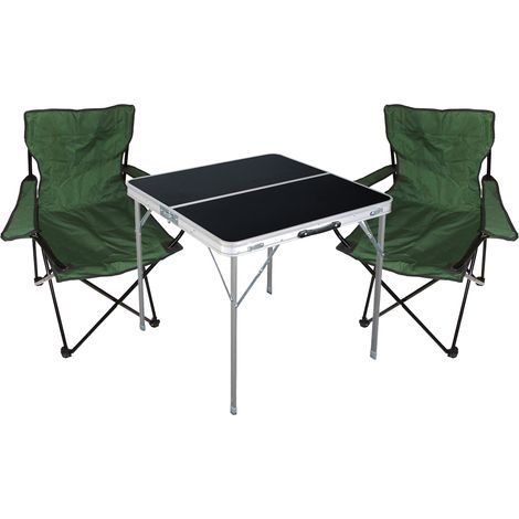 3-teiliges Campingmöbel Set Schwarz - Grün-MMC330883B+2xMPO2432 (1/4)
