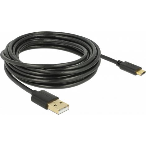 Delock USB-Kabel USB 2.0 USB-A Stecker, USB-C® Stecker 4.00 m Schwarz 83669