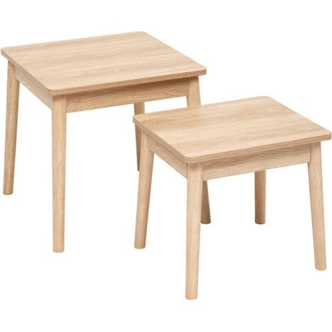 Lot de 2 Tables d'Appoint Gigognes "Abana" 45cm Naturel