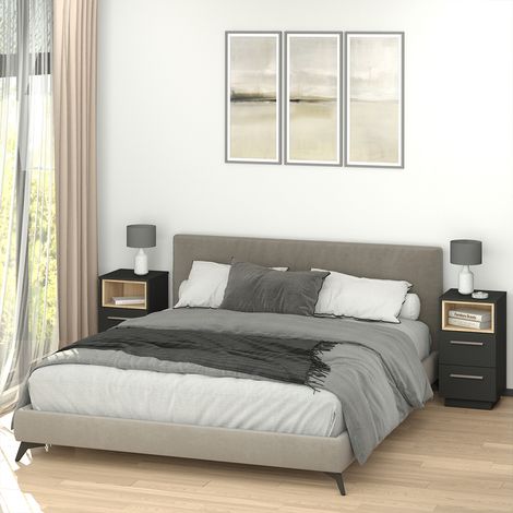 Nachttisch Beatrice, Anthrazit, 36 x 68 cm 2er Set, Vicco