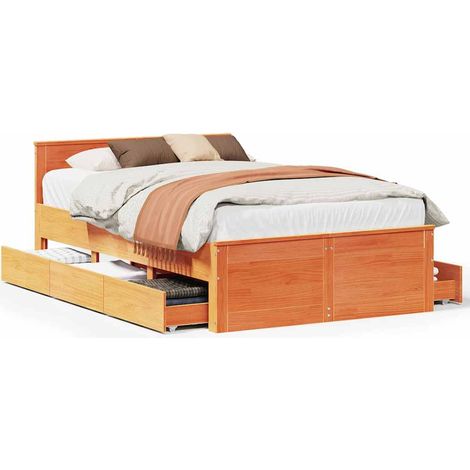 Maison Exclusive - Cadre de lit sans matelas avec tête de lit brun cire 120x190 cm