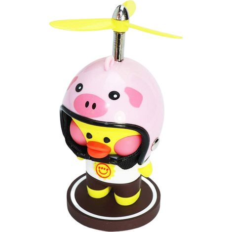 Petit canard jaune casqué - Décoration extérieure de voiture - Décoration souple et polyvalente pour tableau de bord de voiture, moto, chambre ou tableau de bord de voiture (1/3)