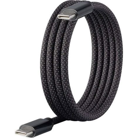 1 m USB-C-zu-USB-C-Kabel, schwarz mit magnetischer Wicklung und Textilummantelung – RF-6437920 A960873