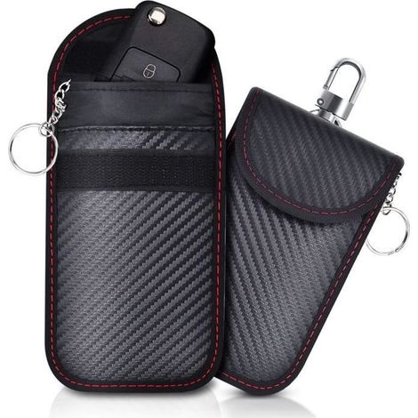 KLVGTIFS PULot de 2 Mini Etui Anti RFID Clé Voiture Portable, Pochette Anti RFID Cle Voiture, Etui Blocage RFID pour Clef Voiture Keyless (1/4)