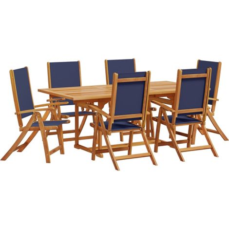 vidaXL Set Pranzo da Giardino 7pz Legno Massello di Acacia e Textilene (1/5)