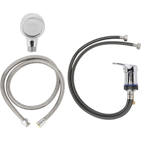 Kit de douchette pour bac à shampoing avec robinet, tuyau de 70 cm et flexible souple de 120 cm, vanne d'eau chaude/froide.
