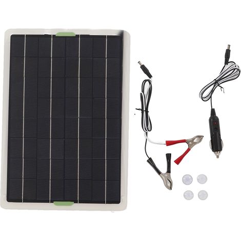 Panneau Solaire 20W 12V Chargeur de Batterie Portable avec Double Port USB pour Camping-Car Voiture (1/5)