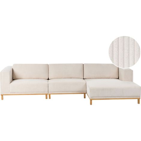 Corner Sofa 5 Seater VENG Corduroy Light Beige Left Hand