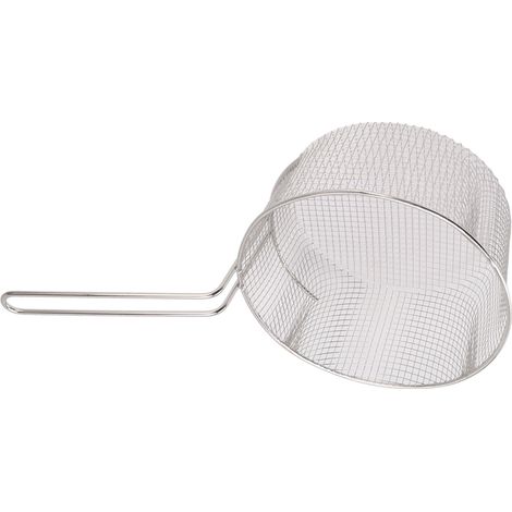 Panier à friture en acier inoxydable à long manche, réutilisable et résistant à la rouille, pour poisson et nuggets de poulet. Poignée sans caoutchouc. (1/5)