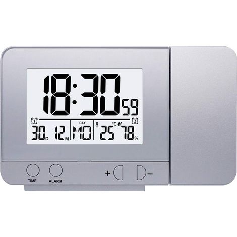 Projektor-Digitalwecker mit Deckenprojektion, angetrieben durch 2 AAA-Batterien (nicht im Lieferumfang enthalten) und Ladekabel für die Schlafzimmerdecke (1/5)