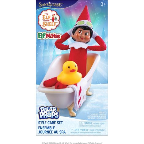 Ensemble Spa S'elf Care - Baignoire Taille Elfe, Petite Serviette de Bain, Masque de Concombre, Canard en Caoutchouc - Elfe Scout Non Inclus (1/5)