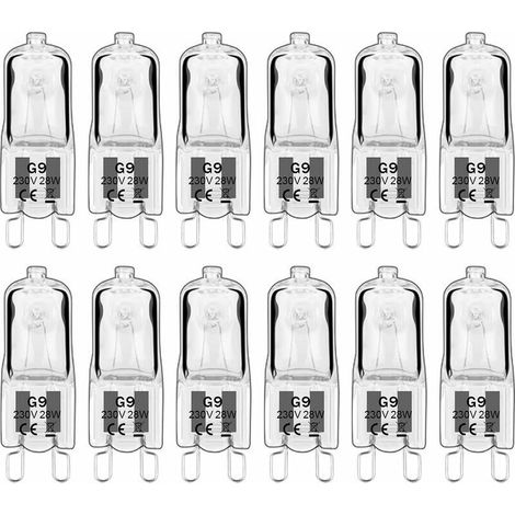 12 pièces G9 Lampes halogènes , ampoules G9 230V 28W 480lm, 2800K blanc chaud, ampoules à capsule dimmable, sans scintillement [Classe énergétique G] (1/4)