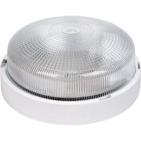 Aric – Plafonnier d'extérieur rond IP44 IK07 – Ø225mm blanc – Culot E27 – Puissance 70W max – Lampe non fournie (1/3)