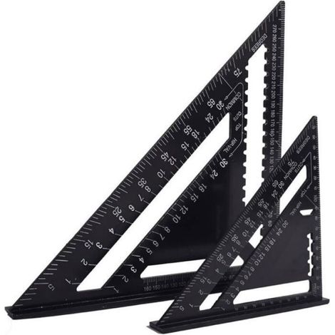 Equerre Menuisier - Aluminium - 18 cm et 30 cm - Pour Traçage Précis et Réglage d'Angles 45° et 90° - Lot de 2