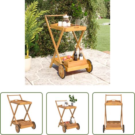 Akazienholz - Teewagen 54x87x90 cm Massivholz Akazie (1/5)