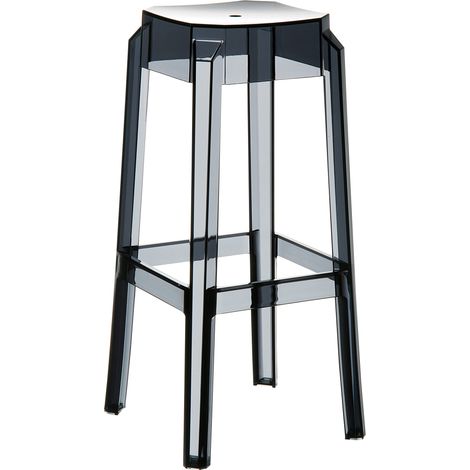 Tabouret de bar x1 intérieur ou exterieur design moderne plastique couleur noir transparent 100004873