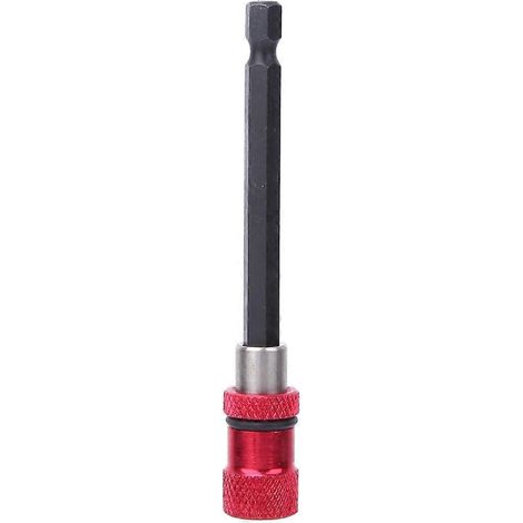 Roter Edelstahl-Schraubendreherbithalter, 1/4-Zoll-Schnellverschluss-Magnetverlängerungsstange, 100 mm