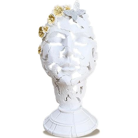 Décoration de bureau 1 pièce, sculpture de visage abstrait, accessoire de décoration moderne pour la maison, salon, étagère de bureau (blanc) (1/4)