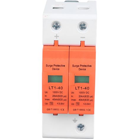 Dispositif de protection contre les surtensions 1000 V CC pour applications photovoltaïques bipolaires, protection contre les surintensités et les surtensions 20 kA - 40 kA (1/5)