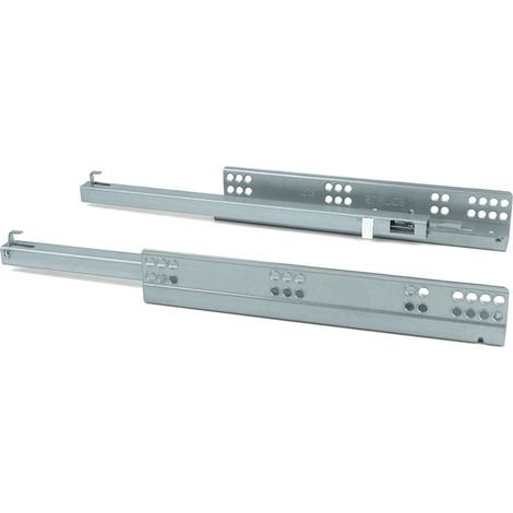 Emuca – Coulisses Silver à sortie partielle – Système push pour tiroirs 240 mm – Charge max 25 kg – 3123005